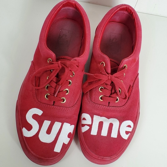 Vans red and white supreme skater sneakers men size 10 - Picture 2 of 12